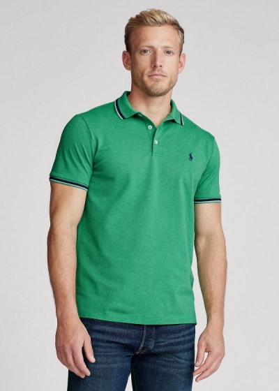 Polos Polo Ralph Lauren Hombre Verdes - Custom Slim Stretch Mesh - OHPAS8521